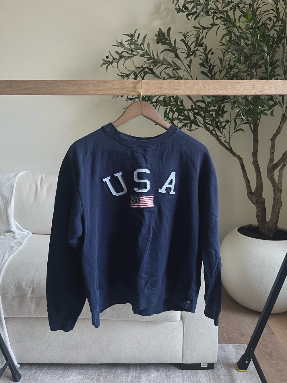 Vintage Navy USA Embroidered Crewneck Sweatshirt